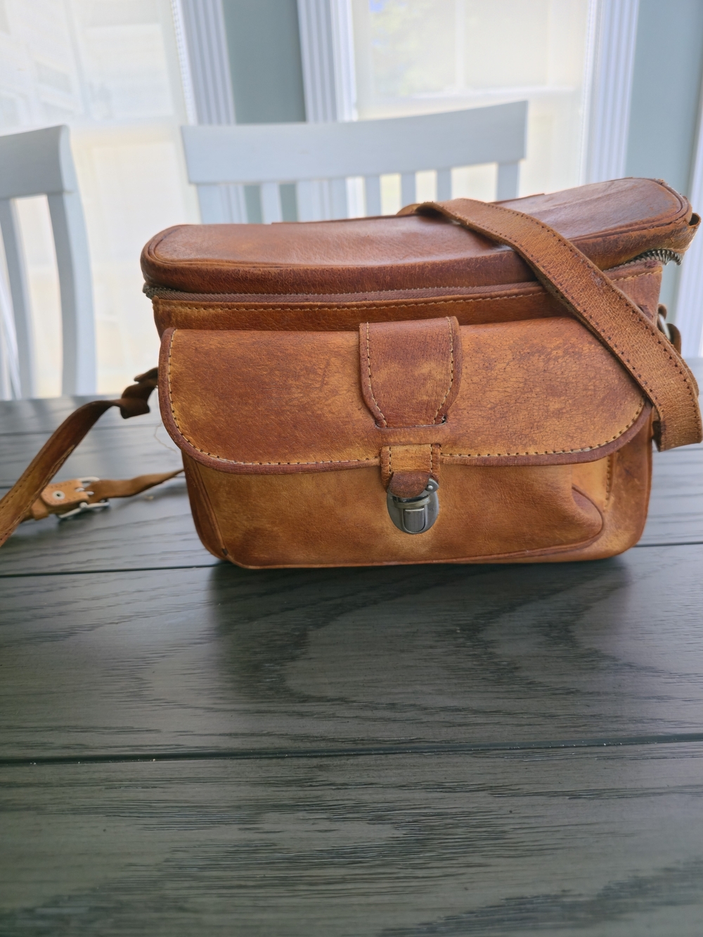 Vintage Pigskin Leather Crossbody Camera Bag